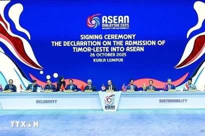 Церемония подписания декларации о приёме Тимора-Лешти в АСЕАН. (Фото: ВИА)