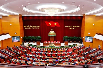 Заключительное заседание 13-го пленума Центрального комитета Коммунистической партии Вьетнама (ЦК КПВ) 13-го созыва, 8 октября 2025 года. (Фото: ВИА)