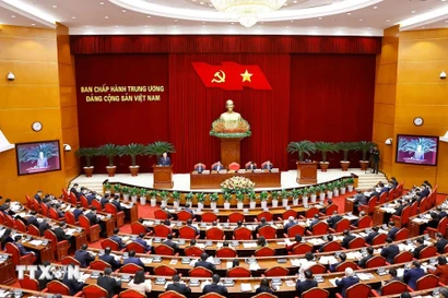 Открывающее заседание пленума ЦК КПВ XIII созыва. (Фото: ВИА)