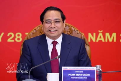 Премьер-министр Фам Минь Тьинь на рабочей встрече с Академией государственного управления и публичного администрирования. (Фото: ВИА)