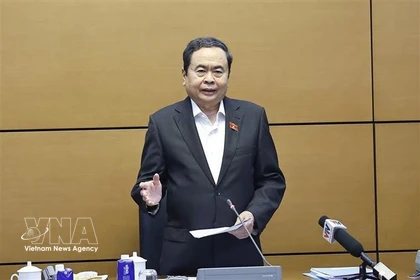 Председатель Национального собрания Чан Тхань Ман выступает. (Фото: ВИА)