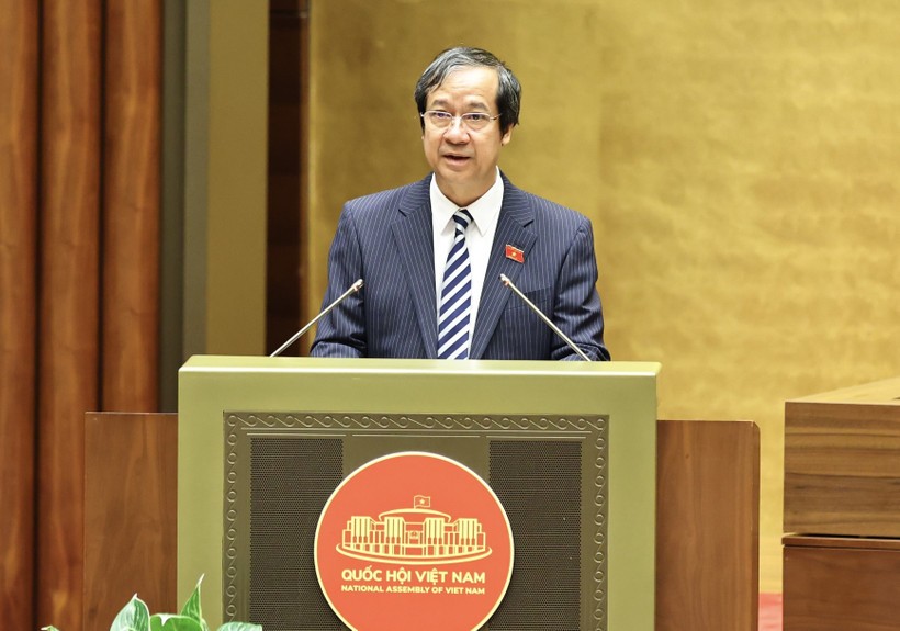 Министр образования и профессиональной подготовки Нгуен Ким Шон выступает на мероприятии. (Фото: ВИА)