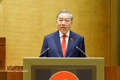 Президент СРВ То Лаm выступает с речью при вступлении в должность (Фото: ВИА)